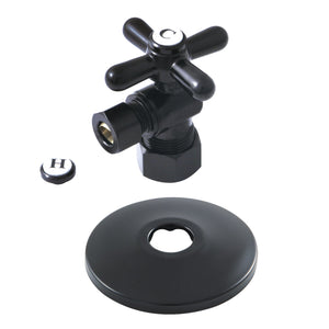 CC53300XK 5/8-Inch OD Comp x 3/8-Inch OD Comp Quarter-Turn Angle Stop Valve with Flange, Matte Black