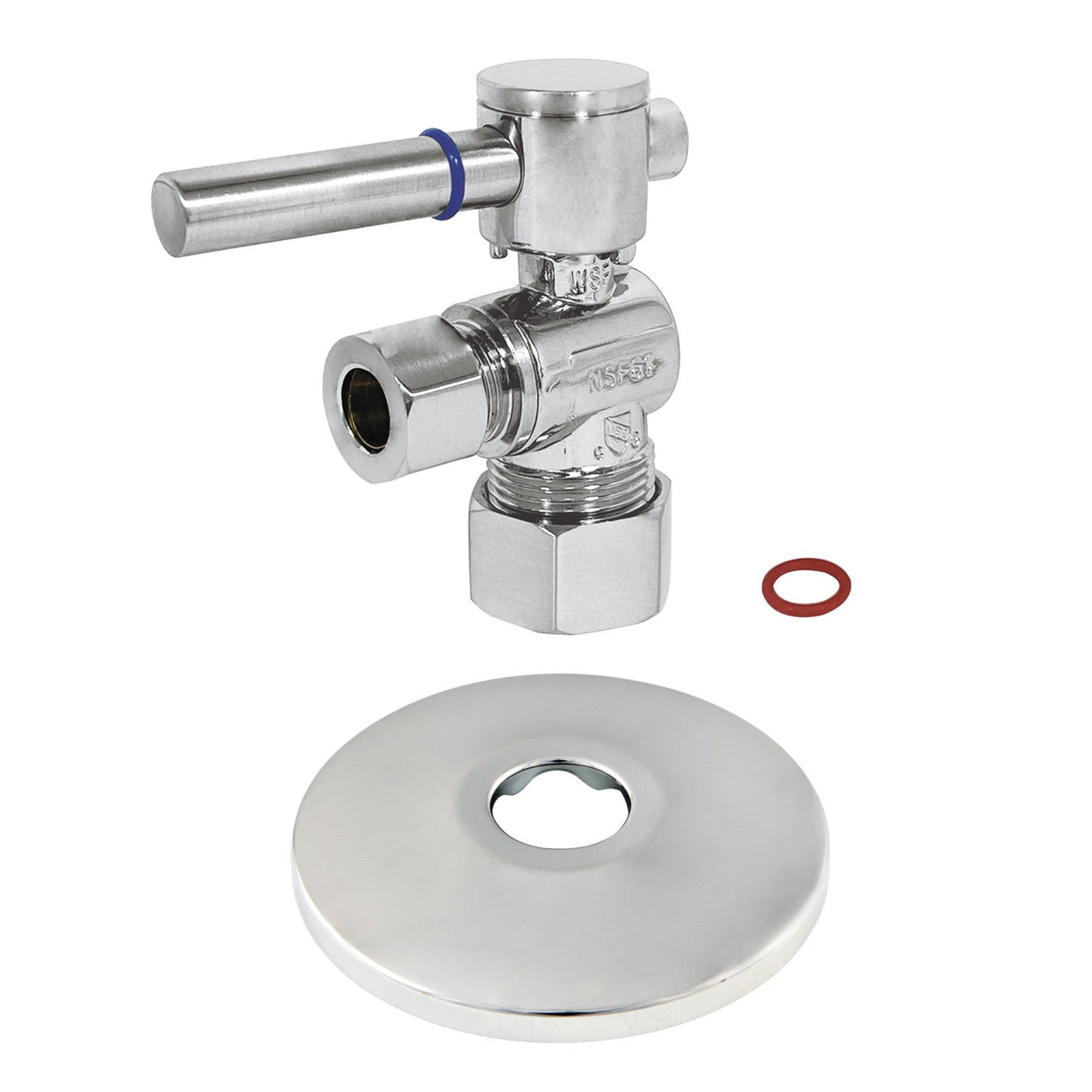 CC53301DLK 5/8-Inch OD Comp x 3/8-Inch OD Comp Quarter-Turn Angle Stop Valve with Flange, Polished Chrome