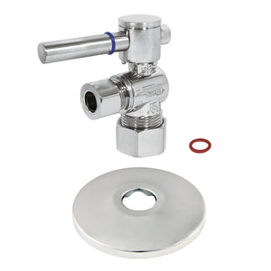 CC53301DLK 5/8-Inch OD Comp x 3/8-Inch OD Comp Quarter-Turn Angle Stop Valve with Flange, Polished Chrome