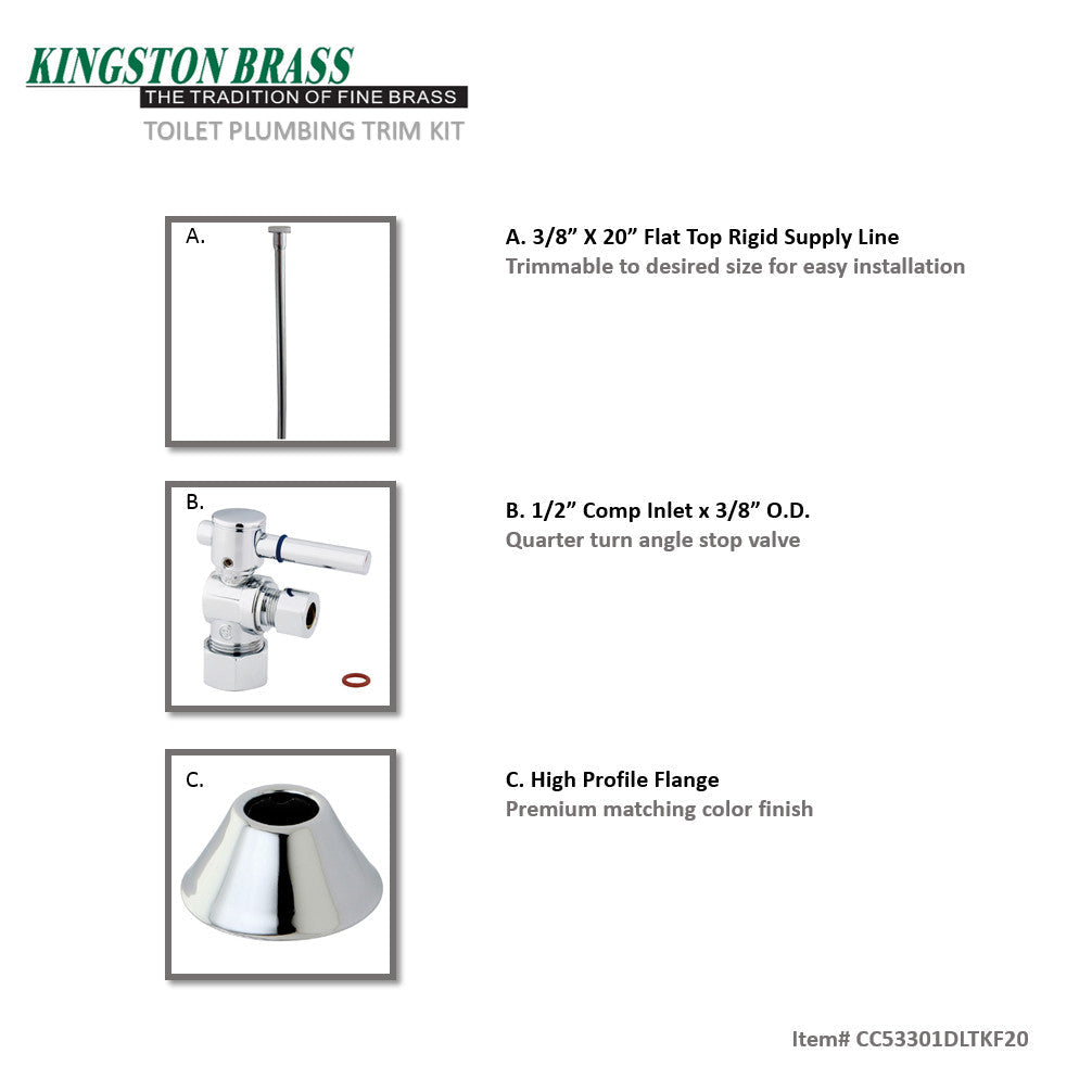 Trimscape CC53301DLTKF20 Contemporary Plumbing Toilet Trim Kit, Polished Chrome