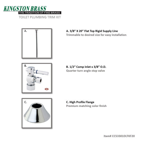 Trimscape CC53301DLTKF20 Contemporary Plumbing Toilet Trim Kit, Polished Chrome