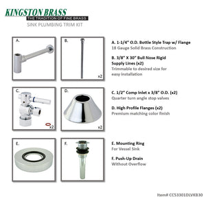 Trimscape CC53301DLVKB30 Contemporary Plumbing Sink Trim Kit with Bottle Trap and Drain, Polished Chrome