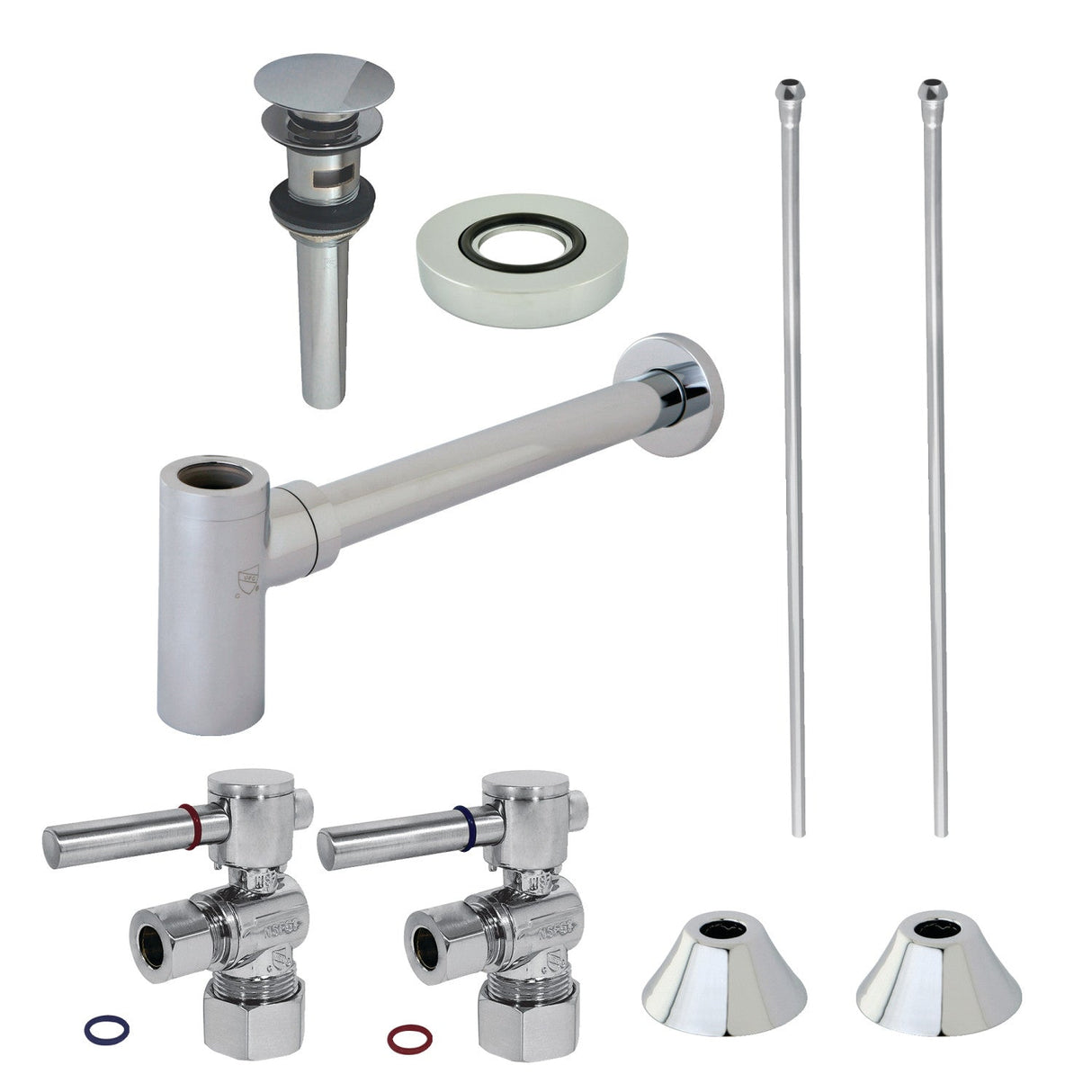 Trimscape CC53301DLVOKB30 Contemporary Plumbing Sink Trim Kit with Bottle Trap and Overflow Drain, Polished Chrome
