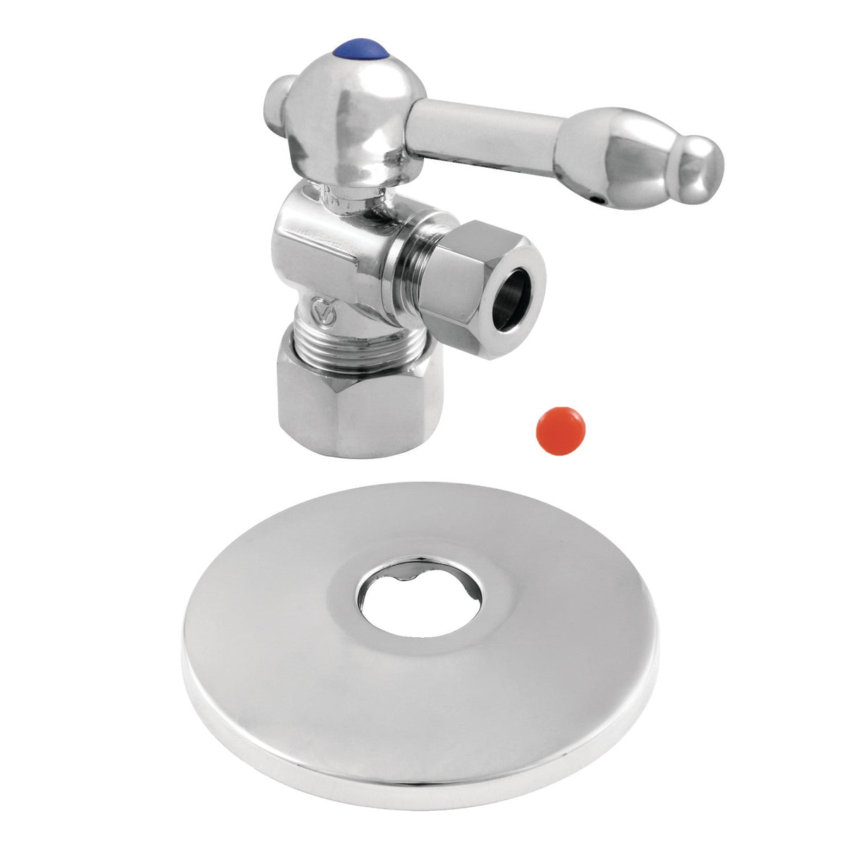 CC53301KLK 5/8-Inch OD Comp x 3/8-Inch OD Comp Quarter-Turn Angle Stop Valve with Flange, Polished Chrome