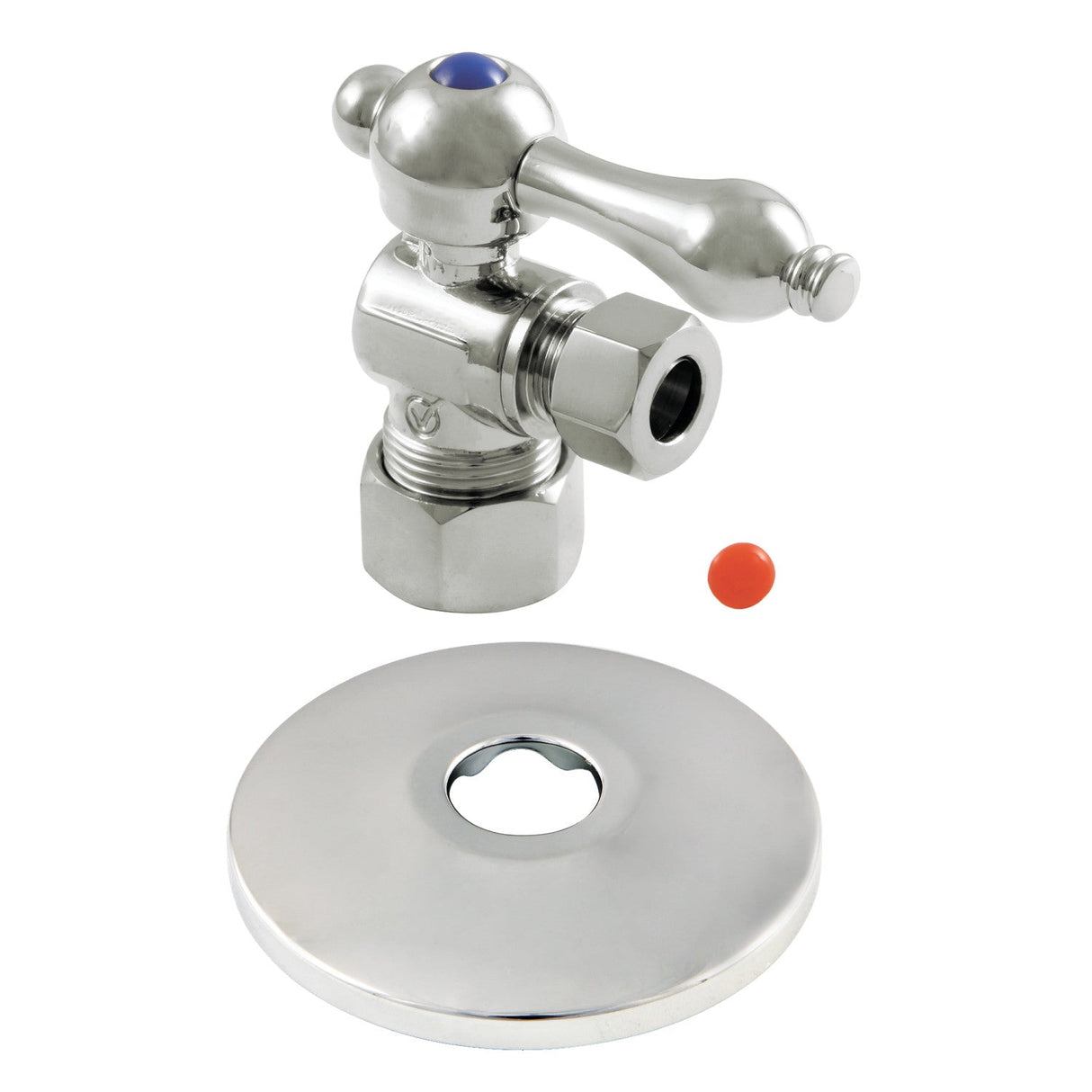 Vintage CC53301K 5/8-Inch OD Comp x 3/8-Inch OD Comp Quarter-Turn Angle Stop Valve with Flange, Polished Chrome