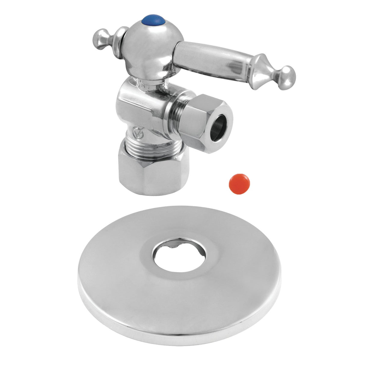 CC53301TLK 5/8-Inch OD Comp x 3/8-Inch OD Comp Quarter-Turn Angle Stop Valve with Flange, Polished Chrome