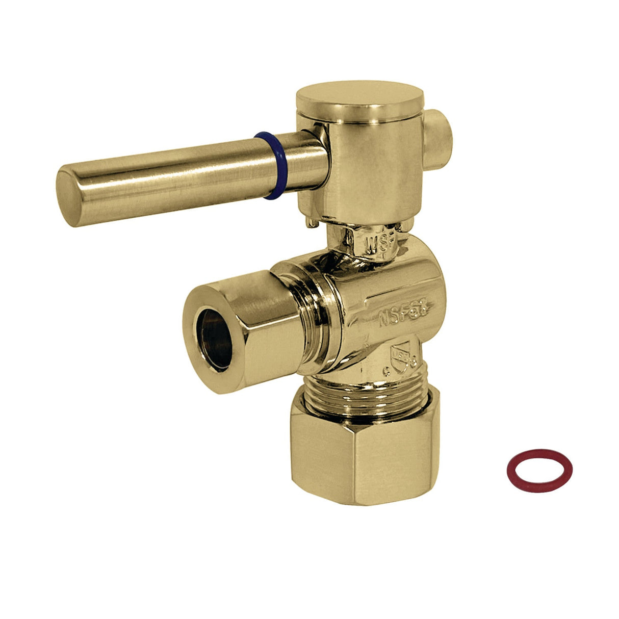 Concord CC53302DL 5/8-Inch OD Comp x 3/8-Inch OD Comp Quarter-Turn Angle Stop Valve, Polished Brass