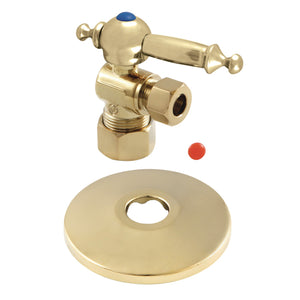 CC53302TLK 5/8-Inch OD Comp x 3/8-Inch OD Comp Quarter-Turn Angle Stop Valve with Flange, Polished Brass