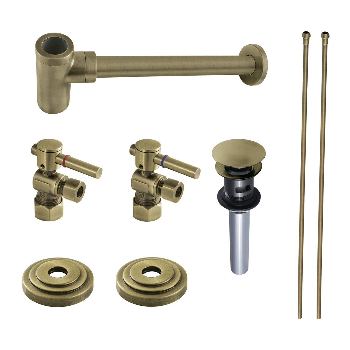 Trimscape CC53303DLTRMK2 Traditional Plumbing Sink Trim Kit with P-Trap and Overflow Drain, Antique Brass