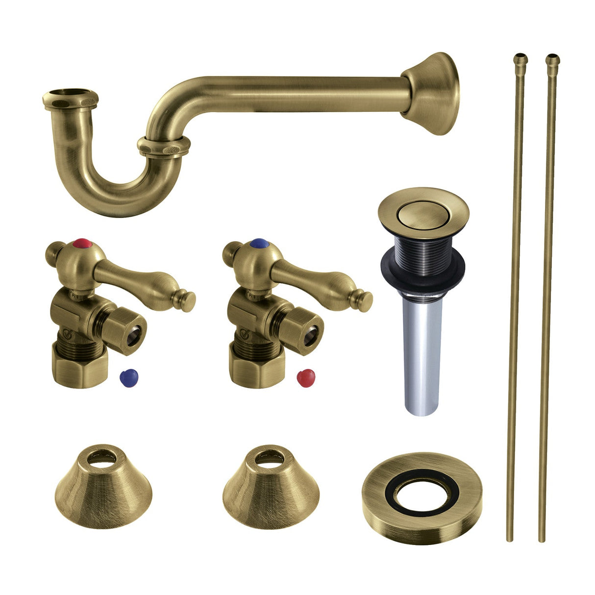 Trimscape CC53303VKB30 Traditional Plumbing Sink Trim Kit with P-Trap and Drain, Antique Brass