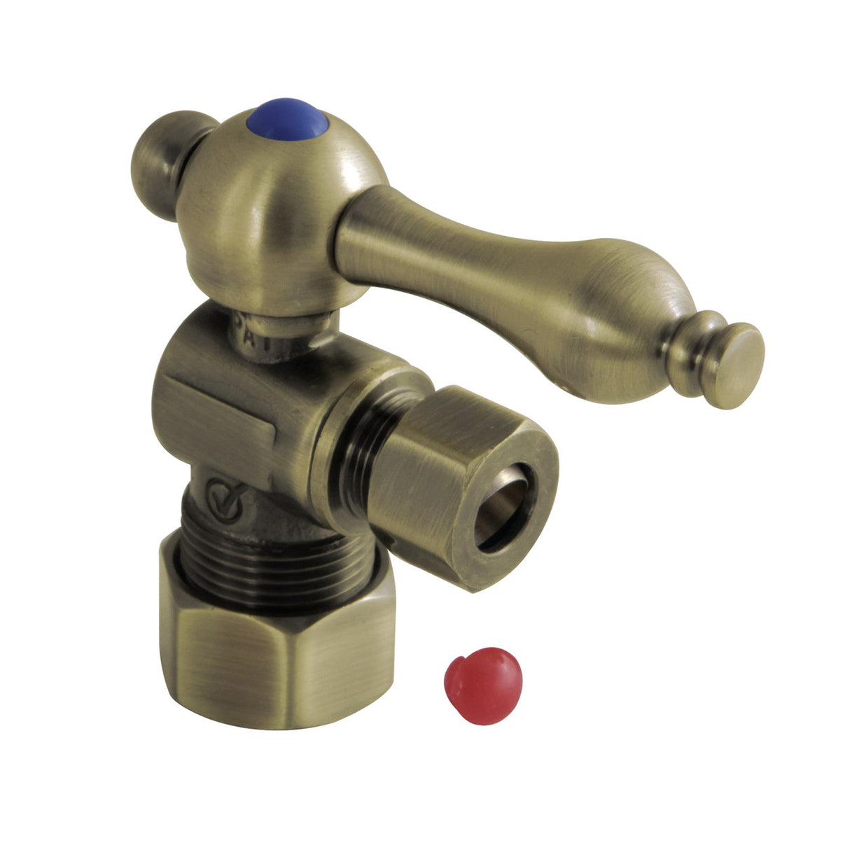 Vintage CC53303 5/8-Inch OD Comp x 3/8-Inch OD Comp Quarter-Turn Angle Stop Valve, Antique Brass