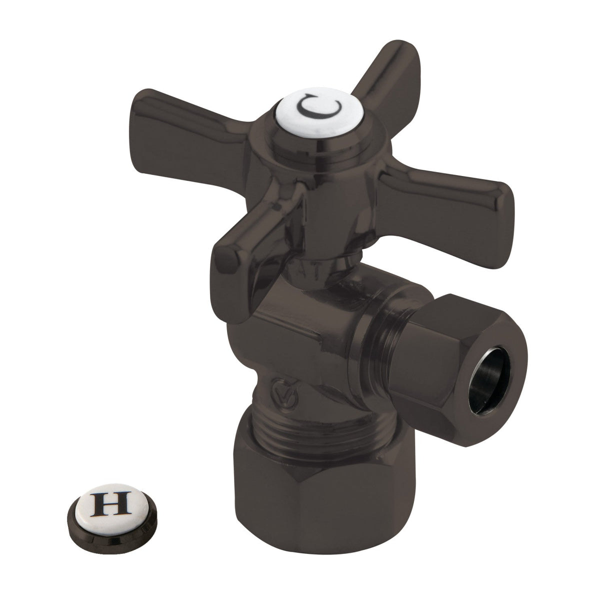 Millennium CC53305ZX 5/8-Inch OD Comp x 3/8-Inch OD Comp Quarter-Turn Angle Stop Valve, Oil Rubbed Bronze