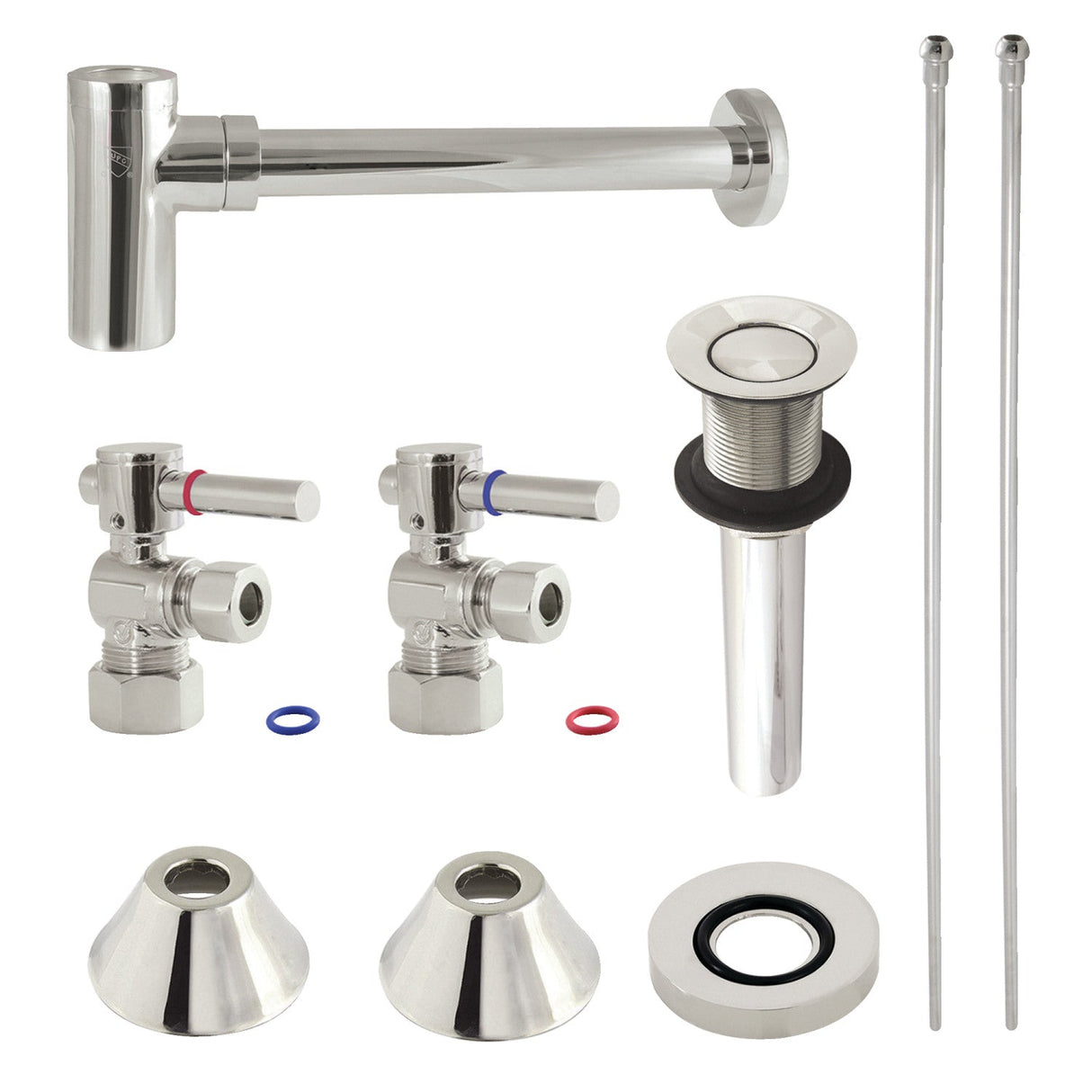 Trimscape CC53306DLVKB30 Contemporary Plumbing Sink Trim Kit with Bottle Trap and Drain, Polished Nickel