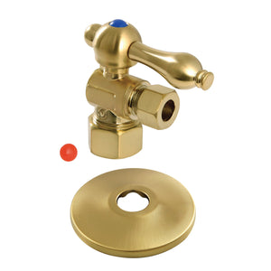 Vintage CC53307K 5/8-Inch OD Comp x 3/8-Inch OD Comp Quarter-Turn Angle Stop Valve with Flange, Brushed Brass