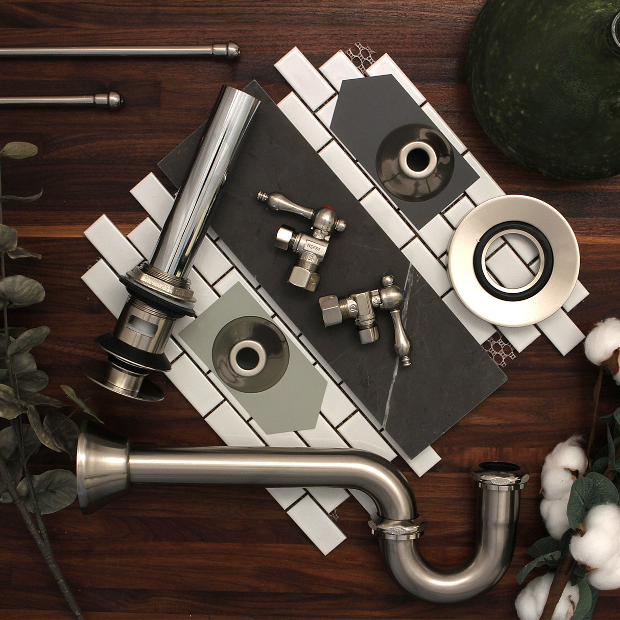 Vintage CC53308 5/8-Inch OD Comp x 3/8-Inch OD Comp Quarter-Turn Angle Stop Valve, Brushed Nickel