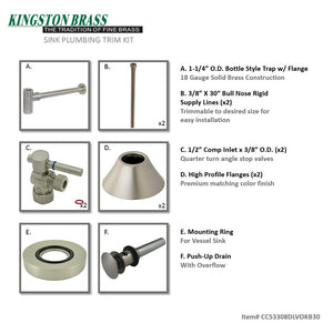 Trimscape CC53308DLVOKB30 Contemporary Plumbing Sink Trim Kit with Bottle Trap and Overflow Drain, Brushed Nickel