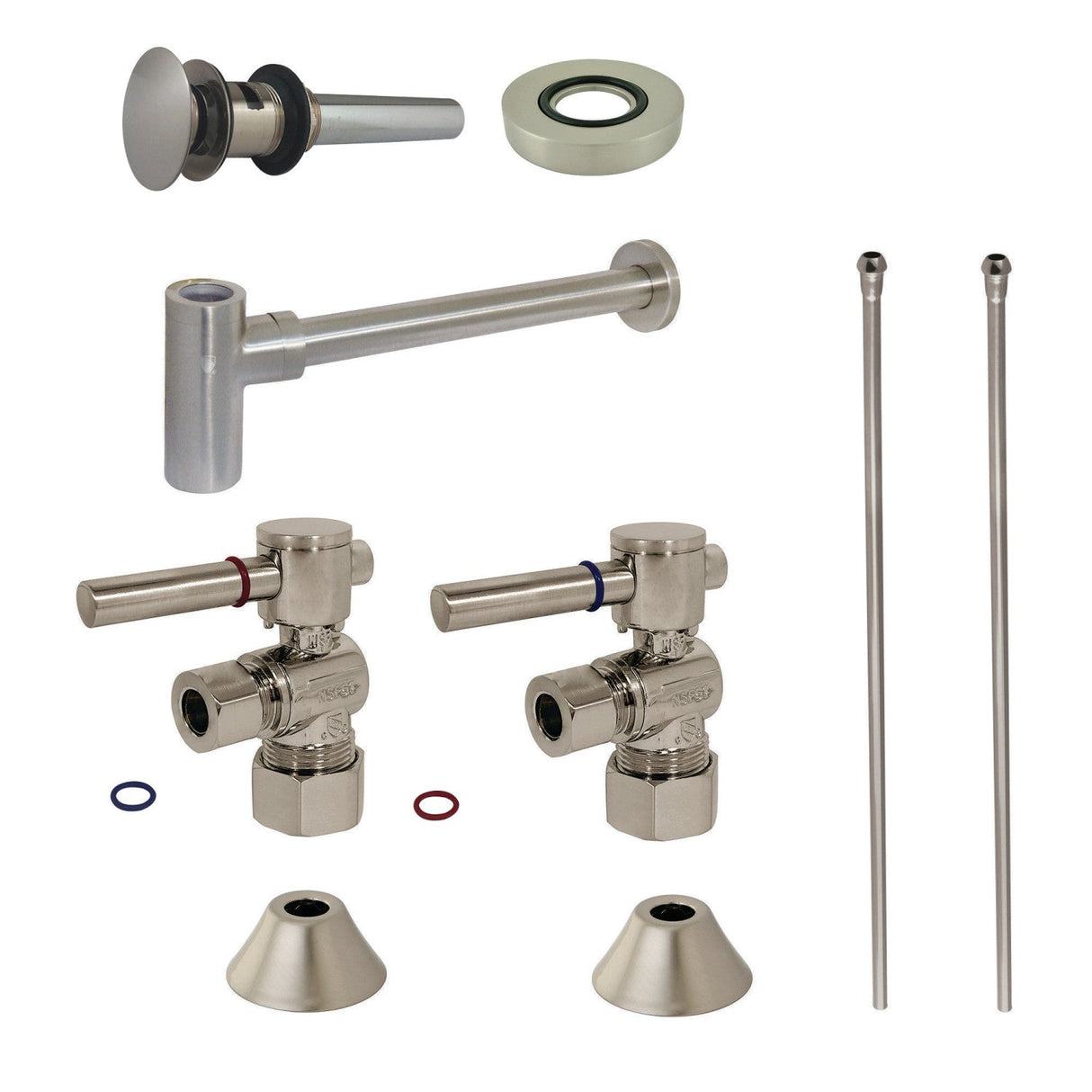 Trimscape CC53308DLVOKB30 Contemporary Plumbing Sink Trim Kit with Bottle Trap and Overflow Drain, Brushed Nickel