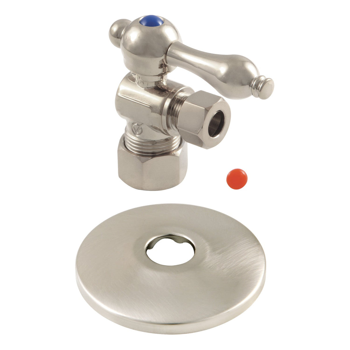 Vintage CC53308K 5/8-Inch OD Comp x 3/8-Inch OD Comp Quarter-Turn Angle Stop Valve with Flange, Brushed Nickel