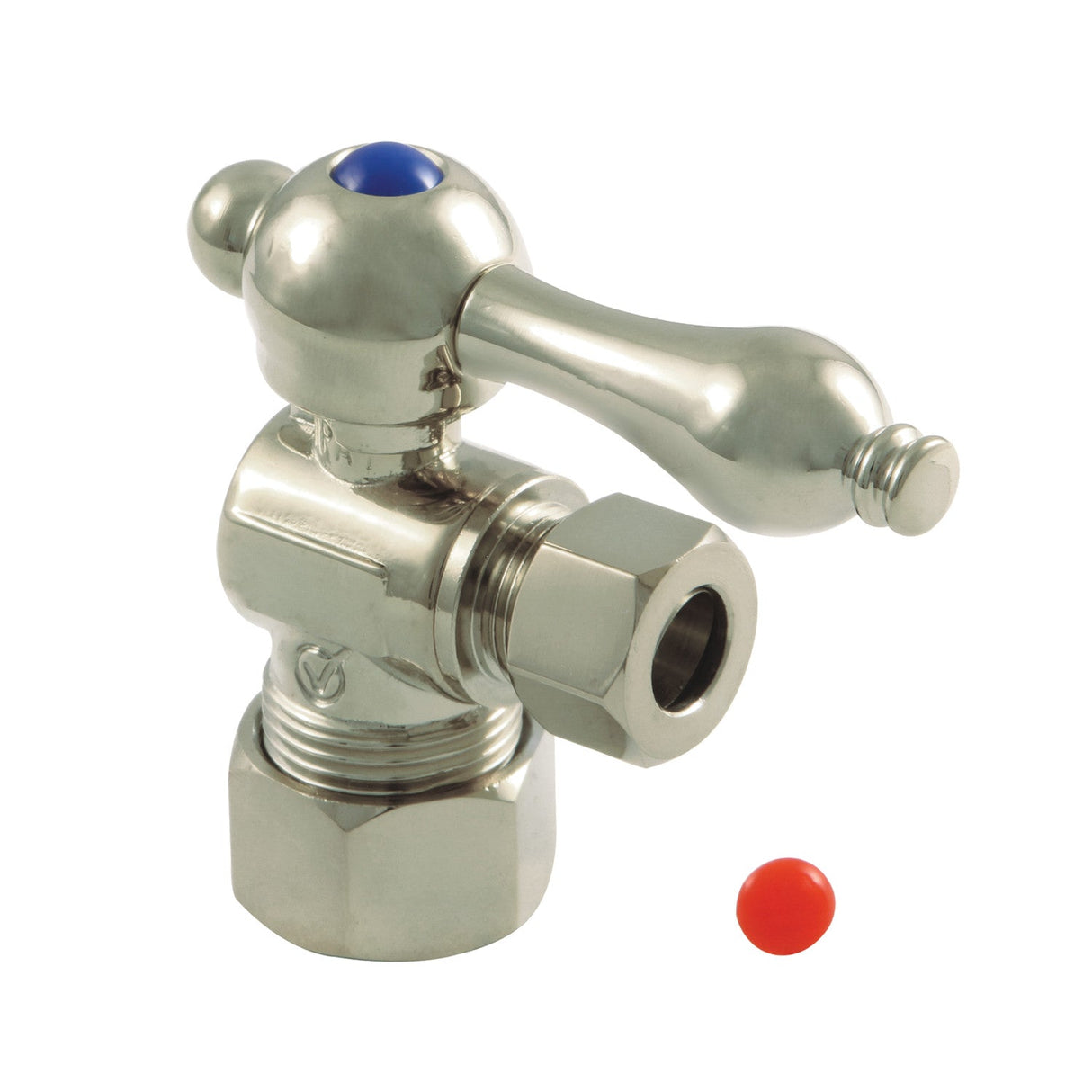 Vintage CC53308 5/8-Inch OD Comp x 3/8-Inch OD Comp Quarter-Turn Angle Stop Valve, Brushed Nickel