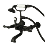 Vintage CC541T0 Three-Handle 2-Hole Tub Wall Mount Clawfoot Tub Faucet with Hand Shower, Matte Black
