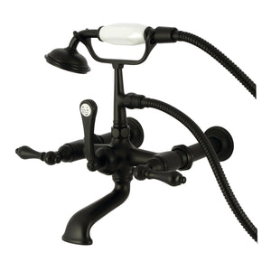 Vintage CC541T0 Three-Handle 2-Hole Tub Wall Mount Clawfoot Tub Faucet with Hand Shower, Matte Black