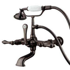 Vintage CC541T5 Three-Handle 2-Hole Tub Wall Mount Clawfoot Tub Faucet with Hand Shower, Oil Rubbed Bronze