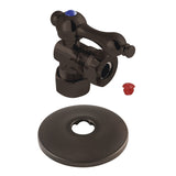 CC54305K 5/8-Inch OD Comp x 1/2 or 7/16-Inch Slip Joint Quarter-Turn Angle Stop Valve with Flange, Oil Rubbed Bronze