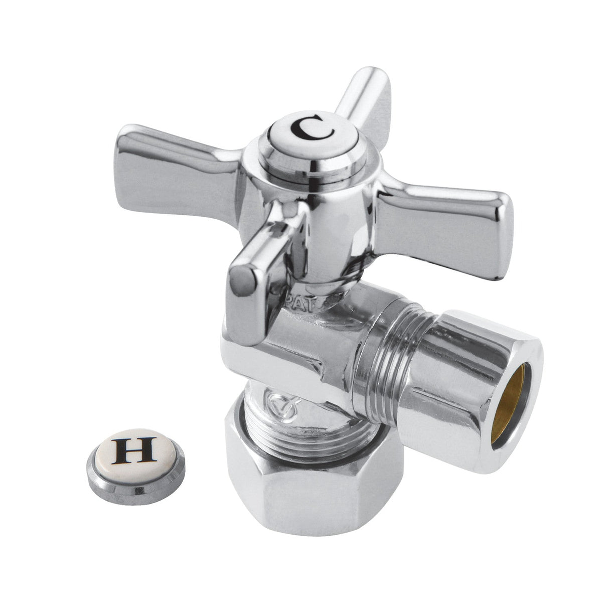 Millennium CC54401ZX 5/8-Inch OD Comp x 1/2-Inch OD Comp Quarter-Turn Angle Stop Valve, Polished Chrome