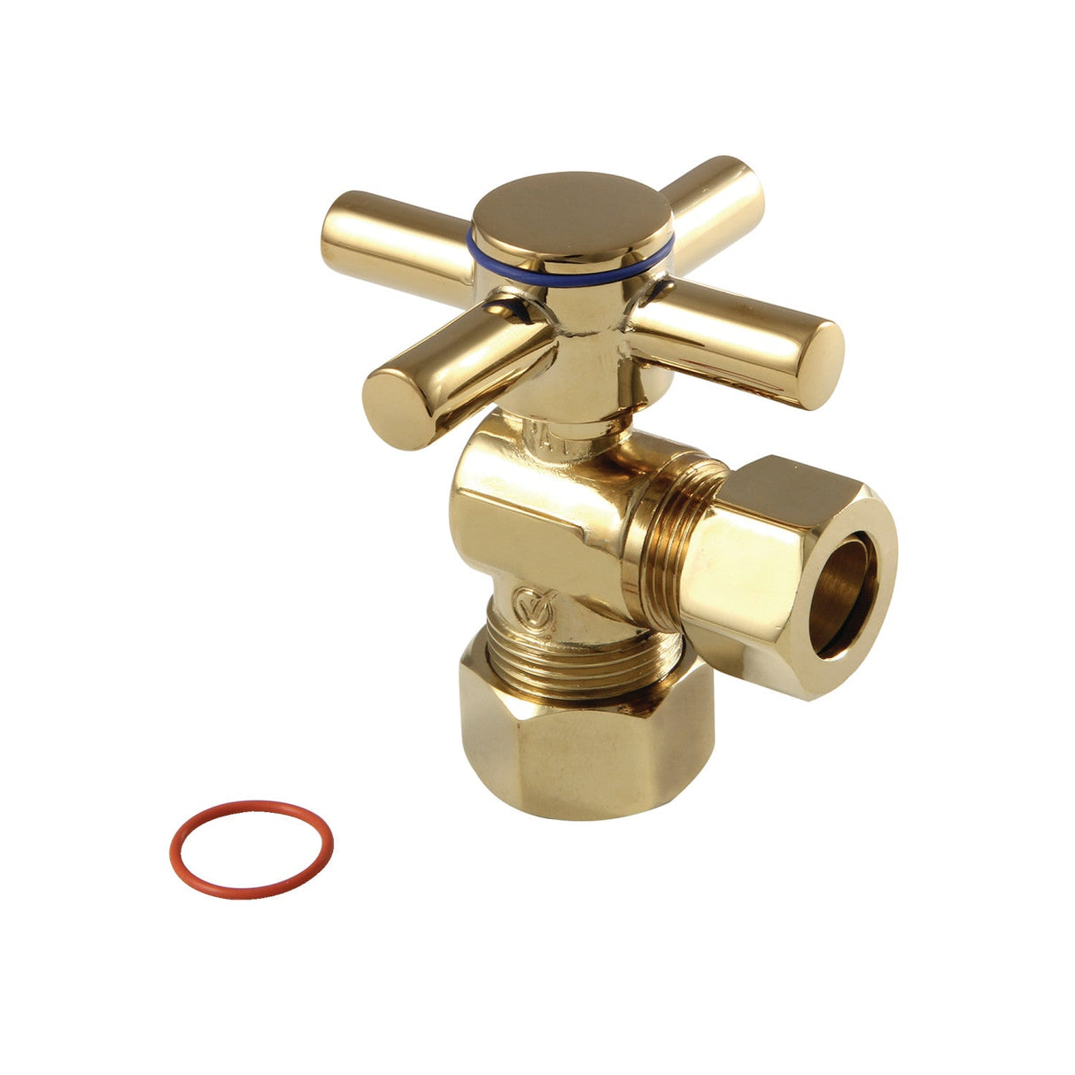 Concord CC54402DX 5/8-Inch OD Comp x 1/2-Inch OD Comp Quarter-Turn Angle Stop Valve, Polished Brass
