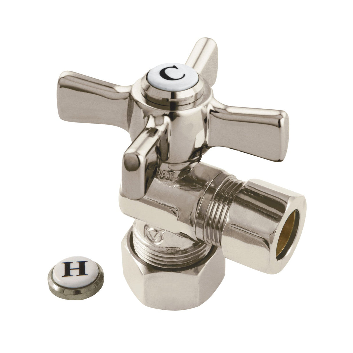 Millennium CC54408ZX 5/8-Inch OD Comp x 1/2-Inch OD Comp Quarter-Turn Angle Stop Valve, Brushed Nickel