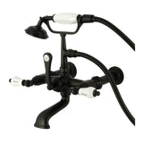 Vintage CC545T0 Three-Handle 2-Hole Tub Wall Mount Clawfoot Tub Faucet with Hand Shower, Matte Black