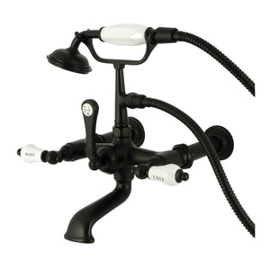 Vintage CC545T0 Three-Handle 2-Hole Tub Wall Mount Clawfoot Tub Faucet with Hand Shower, Matte Black