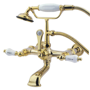 Vintage CC545T2 Three-Handle 2-Hole Tub Wall Mount Clawfoot Tub Faucet with Hand Shower, Polished Brass