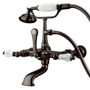 Vintage CC545T5 Three-Handle 2-Hole Tub Wall Mount Clawfoot Tub Faucet with Hand Shower, Oil Rubbed Bronze