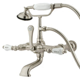 Vintage CC545T8 Three-Handle 2-Hole Tub Wall Mount Clawfoot Tub Faucet with Hand Shower, Brushed Nickel