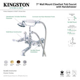 Vintage CC551T2 Three-Handle 2-Hole Tub Wall Mount Clawfoot Tub Faucet with Hand Shower, Polished Brass