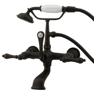Vintage CC551T5 Three-Handle 2-Hole Tub Wall Mount Clawfoot Tub Faucet with Hand Shower, Oil Rubbed Bronze