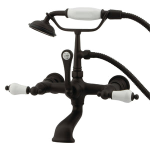 Vintage CC553T5 Three-Handle 2-Hole Tub Wall Mount Clawfoot Tub Faucet with Hand Shower, Oil Rubbed Bronze