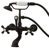 Vintage CC557T5 Three-Handle 2-Hole Tub Wall Mount Clawfoot Tub Faucet with Hand Shower, Oil Rubbed Bronze