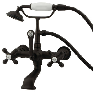 Vintage CC557T5 Three-Handle 2-Hole Tub Wall Mount Clawfoot Tub Faucet with Hand Shower, Oil Rubbed Bronze