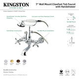 Vintage CC557T8 Three-Handle 2-Hole Tub Wall Mount Clawfoot Tub Faucet with Hand Shower, Brushed Nickel