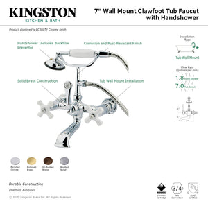Vintage CC559T5 Three-Handle 2-Hole Tub Wall Mount Clawfoot Tub Faucet with Hand Shower, Oil Rubbed Bronze