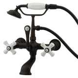 Vintage CC559T5 Three-Handle 2-Hole Tub Wall Mount Clawfoot Tub Faucet with Hand Shower, Oil Rubbed Bronze