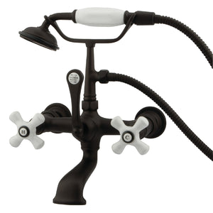 Vintage CC559T5 Three-Handle 2-Hole Tub Wall Mount Clawfoot Tub Faucet with Hand Shower, Oil Rubbed Bronze