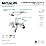 Vintage CC57T8 Three-Handle 2-Hole Tub Wall Mount Clawfoot Tub Faucet with Hand Shower, Brushed Nickel