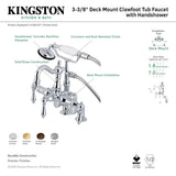 Vintage CC6013T2 Three-Handle 2-Hole Deck Mount Clawfoot Tub Faucet with Hand Shower, Polished Brass