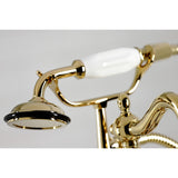 Vintage CC6013T2 Three-Handle 2-Hole Deck Mount Clawfoot Tub Faucet with Hand Shower, Polished Brass