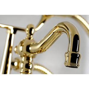 Vintage CC6013T2 Three-Handle 2-Hole Deck Mount Clawfoot Tub Faucet with Hand Shower, Polished Brass
