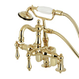 Vintage CC6013T2 Three-Handle 2-Hole Deck Mount Clawfoot Tub Faucet with Hand Shower, Polished Brass