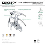 Vintage CC6015T2 Three-Handle 2-Hole Deck Mount Clawfoot Tub Faucet with Hand Shower, Polished Brass